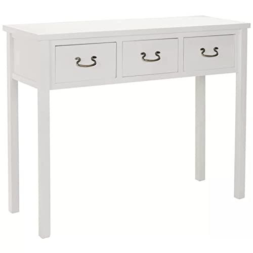 Versa Niza Bijzettafel - Haltafel - Console Tafel - 3 lades - Wit - 80x35x90cm