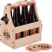 Merkloos Relaxdays Bierdrager Hout - Met Flesopener en Bierviltjes - Voor 6 Flessen - Naturel