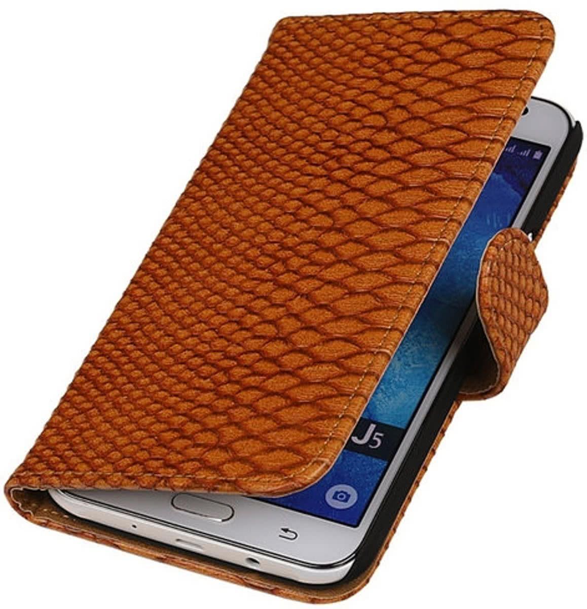 Best Cases Samsung Galaxy J5 Snake Slang Booktype Wallet Hoesje Bruin - Cover Case Hoesje met stijlvolle design als bescherming tegen krassen en stoten