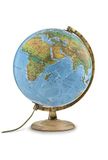 TECNODIDATTICA Atmosphere B4 Wereldkaart met dubbele fysica/politieke cartografie, basis van beukenhout en metalen meridiaan, Italiaanse taal, diameter 30 cm