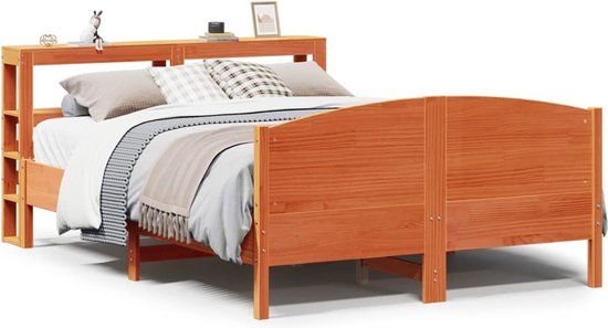 vidaXL Bedframe Massief Grenenhout Wasbruin 120x190 cm