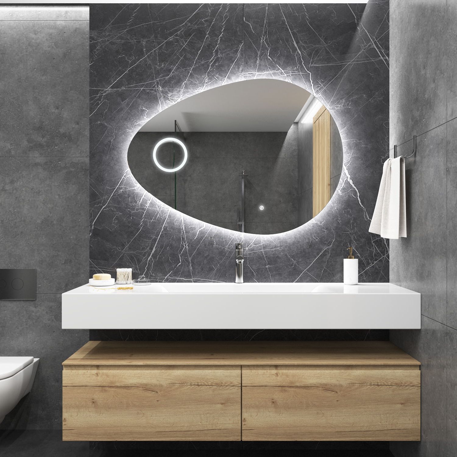 Gliss Design Atlas Badkamerspiegel - 150x110 cm - LED - Verwarming