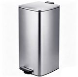 Relaxdays Pedaalemmer - 60 liter - Softclose - RVS - Zilver
