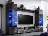 Mobistoxx Mur tv-hifi MODRIC 4 portes 2 tiroirs noir