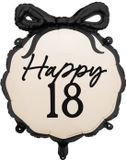 PartyDeco 18e verjaardag folie ballon met zwarte strik 47x53 cm