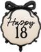 PartyDeco ballon 18e anniversaire en aluminium avec nœud noir 47x53 cm