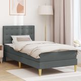 vidaXL Bedframe met matras met hoofdeinde Donkergrijs 90 x 200 cm Stof