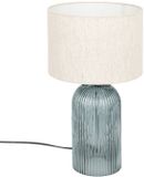 ATMOSPHERA CREATEUR D'INTERIEUR Tafellamp MATI gekleurd glas blauw met linnen lampenkap