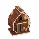 Relaxdays Decoratief Vogelhuisje van Dennenhout, 14,5 x 10,5 x 7,5 cm (h x b x d), Tuindecoratie, Hangend Nestkastje, Natuur