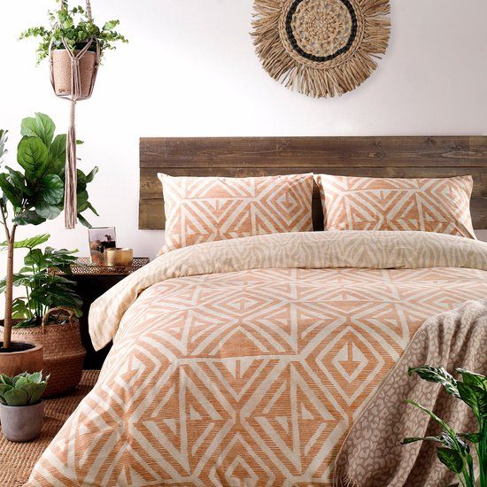 Furn - Tanza Dekbedovertrek Set King - 230x220cm - Katoen/Polyester - Terracotta