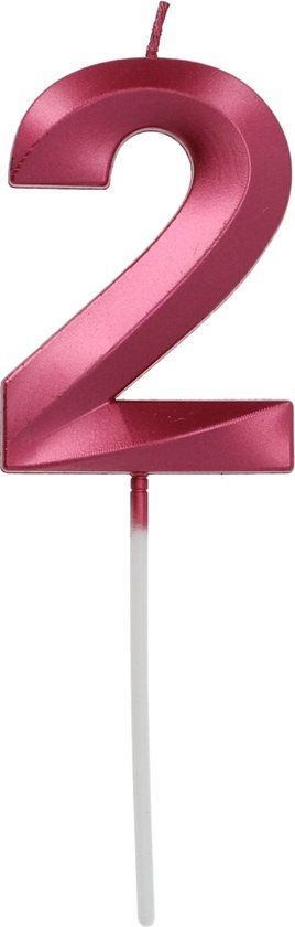 Folat Glamour Cijfer 2 Rood Metallic Kaars