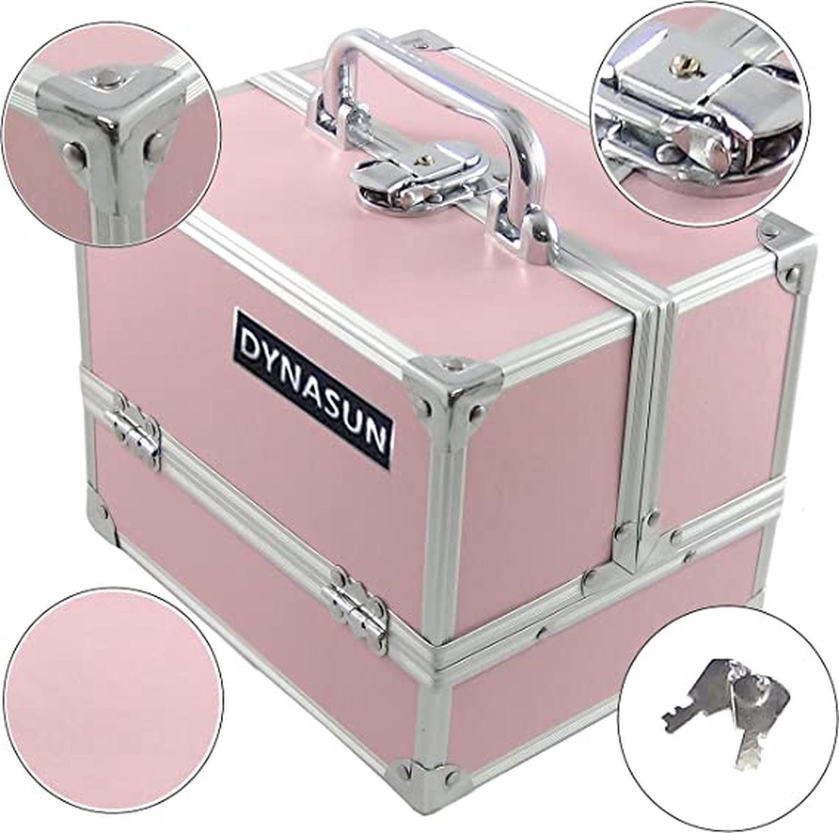 DYNASUN BS35 22 x 17 x 18 cm roze designer beautycase make-upkoffer cosmeticakoffer sieradenvak beautycase reiskoffer, Bs35 roze., 24 cm, cosmeticakoffer