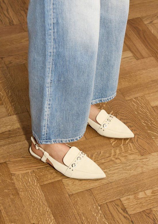 Manfield - Dames - Gele suède slingbacks - Maat 41