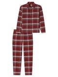 Schiesser Damespyjama, lang, flanell, geselecteerd, premium warming, pyjamaset voor dames, Bourgondië 181991