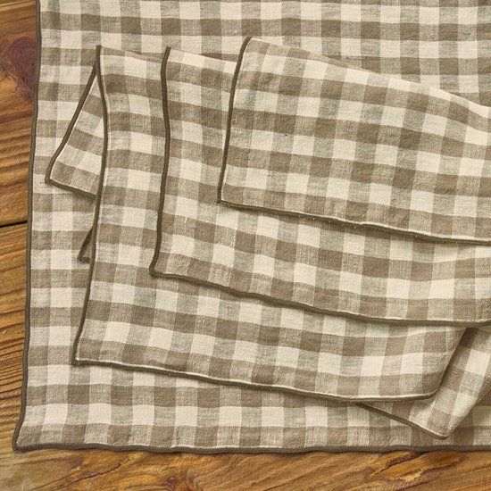 LOBERON Servet set van 4 Marrowby beige/wit