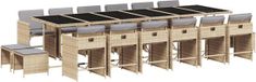 vidaXL Ensemble de jardin 17 pièces avec coussins, polyrotin, beige mélangé