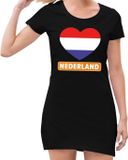 Bellatio Decorations Shoppartners Bv Zwart jurkje met rood/wit/blauw hart en Nederland dames - Zwart Koningsdag kleding S