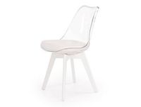 Chaise scandinave bois blanc et coque transparente