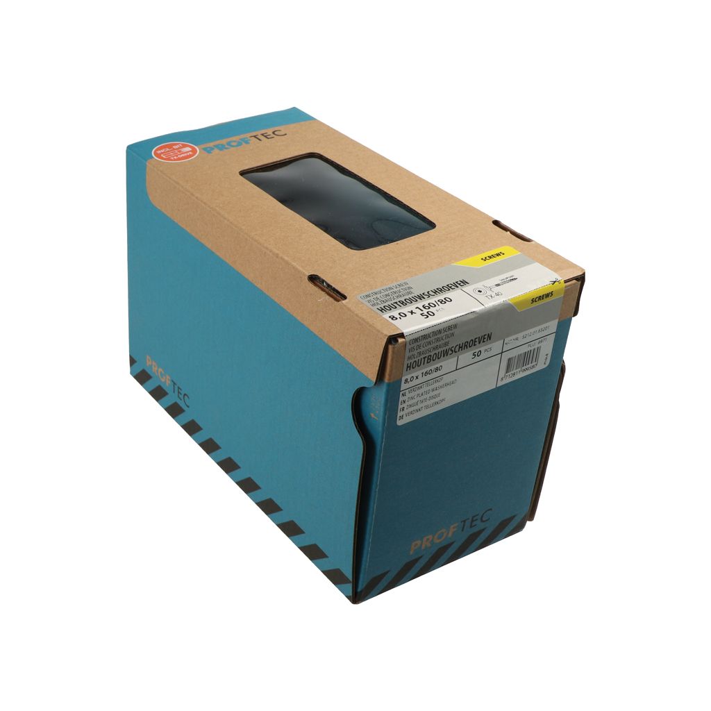 Proftec Houtbouwschroef Vz Tk +Snijpunt Torx TX40 8.0X50 | 100 stuks - 5212.01.61901