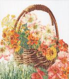 Thea Gouverneur Borduurpakket 3064 Bloemenmand Linnen 35x39cm