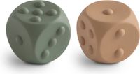 Mushie Dobbelsteen Siliconen Dried Thyme/Natural (2 stuks)