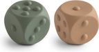 Mushie Dobbelsteen Siliconen Dried Thyme/Natural (2 stuks)