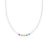 Lucardi Kinder Zilveren ketting gekleurde emaille hartjes - Ketting - 925 Zilver - Zilverkleurig - 40 cm