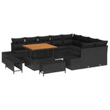 vidaXL Tuinbank Set 12 st Zwart Poly rattan