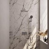 Brauer Brushed Edition Thermostatische Regendoucheset Inbouw - Hoofddouche 30 cm - Gebogen Wandarm - Met Drukknoppen - Handdouche 3 Standen - Doucheslang - Geintegreerde Glijstang - Rvs