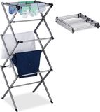 Merkloos Relaxdays wasrek inklapbaar - uitschuifbaar - 11 stangen - 105x73x37 cm - metaal - zilver