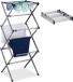 Merkloos Relaxdays wasrek inklapbaar - uitschuifbaar - 11 stangen - 105x73x37 cm - metaal - zilver