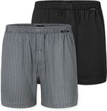 Schiesser Boxershorts set van 2 jersey uni patroon - Boxershorts multipack Heren Onderbroek - zwart, grijs