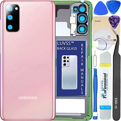 LUVSS Backing Glas Cover + Camera Lens + DIY Tools Kit voor Samsung Galaxy S20 - Cloud Roze
