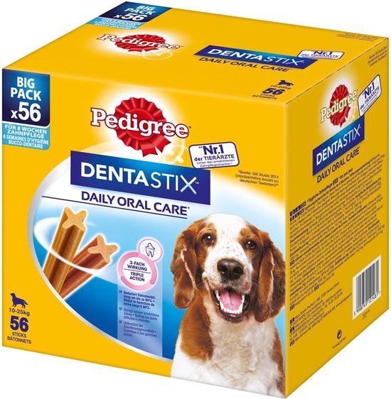 Pedigree DentaStix Medium Dog Multipack (8 x 7) - Gebitsverzorgende Kauwstaven - 1,44 kg