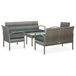 vidaXL Loungeset met Kussens Poly Rattan Grijs