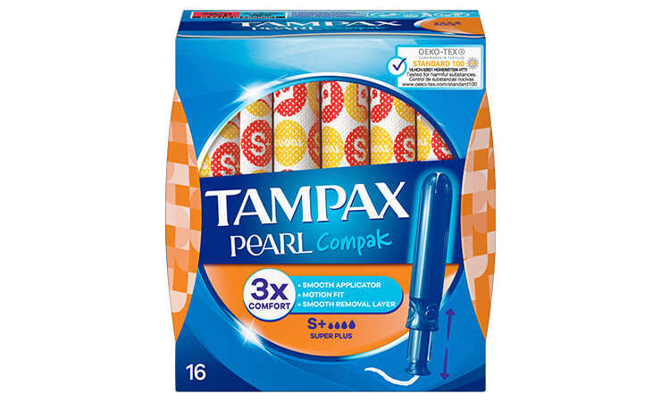 Tampax Pearl Compak Super Plus wit, blauw