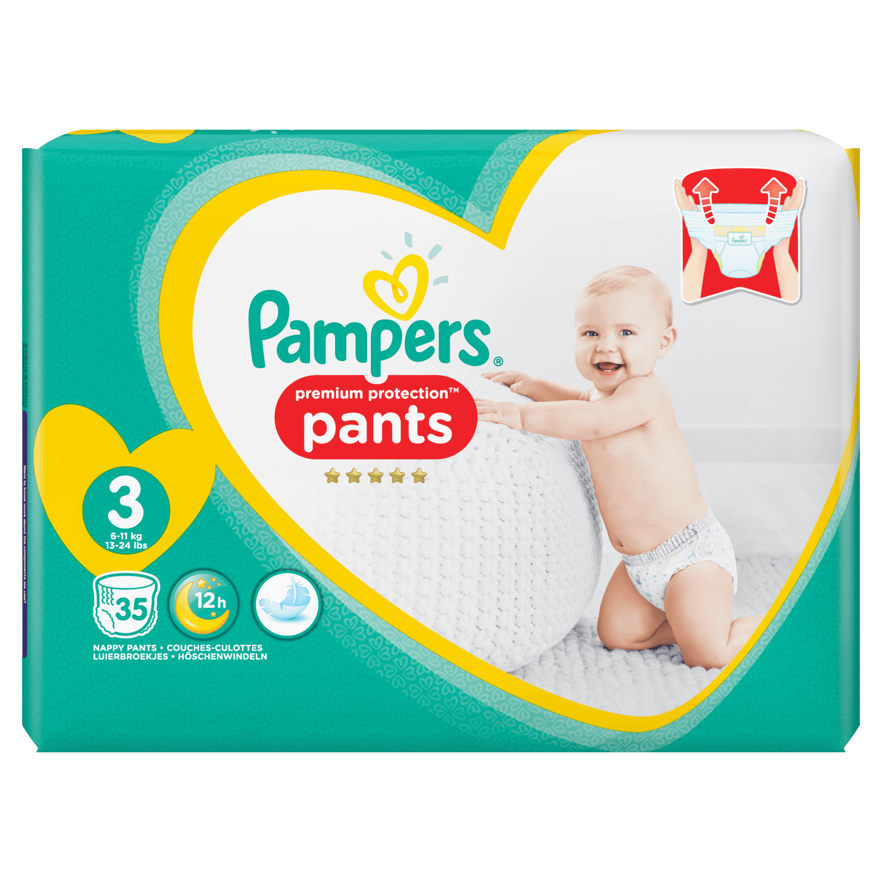 Pampers Premium Protection Pants S3, 35 Luierbroekjes, Zacht multi