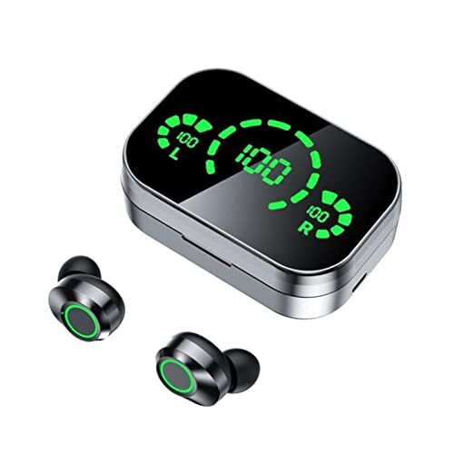 Calager Draadloze Oordopjes Vingerafdruk Touch Muziekspeler Ergonomisch Ontwerp In-Ear Bluetooth-compatibel 5.3 Headsets voor Fitness Zilver Zwart