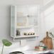 Pangivo Armoire murale 2 portes en verre cannelé et métal avec porte-serviettes blanc 60 cm