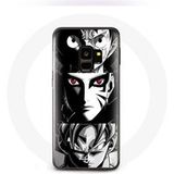 Maniacase Hoesje voor Samsung Galaxy S9 Sangoku Naruto Luffy One Piece Dragon Ball Z zwart wit achtergrond anime manga