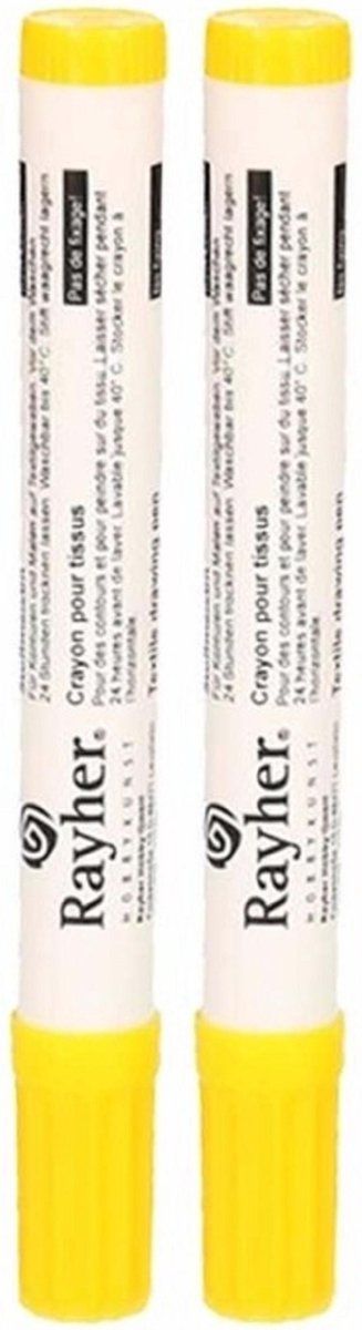 Rayher Hobby Textielstift - Geel - 2 Stuks - Dikke Punt