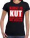Bellatio Decorations Foute Kerst t-shirt - Kerst is kut maar toch ook wel gezellig - zwart - voor dames - kleding - trui shirt - kerstborrel M