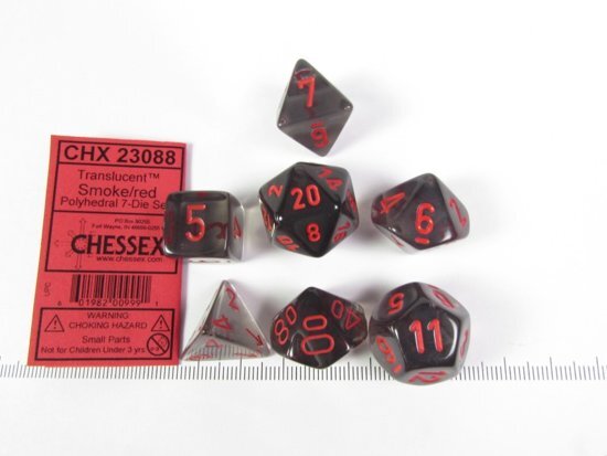 Chessex Translucent Smoke w/red polydice set