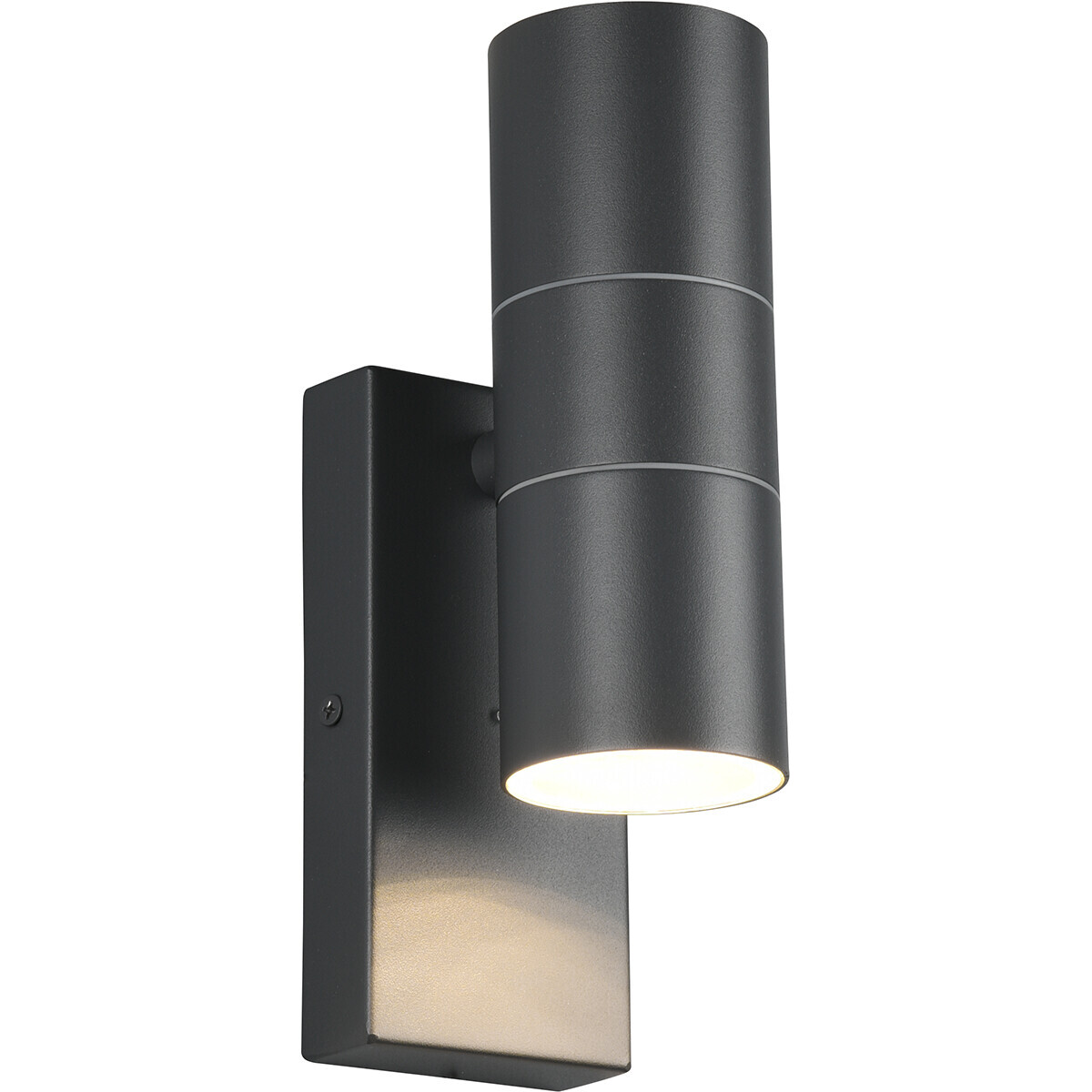 BES LED LED Tuinverlichting met Dag en Nacht Sensor - Buitenlamp - Trion Lorida Up and Down - GU10 Fitting - Spatwaterdicht IP44 - Rond - Mat Antraciet - Aluminium