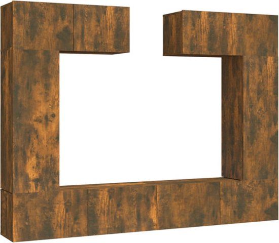 vidaXL 6-delige Tv-meubelset bewerkt hout gerookt eikenkleurig