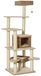 Maison pour chat - Multi-niveaux - Arbre à griffer - Fabriqué en MDF, peluche, sisal et polyrotin - Beige et marron