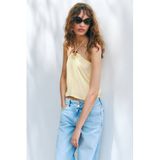 MANGO TEEN haltertop met open rug - lichtgeel