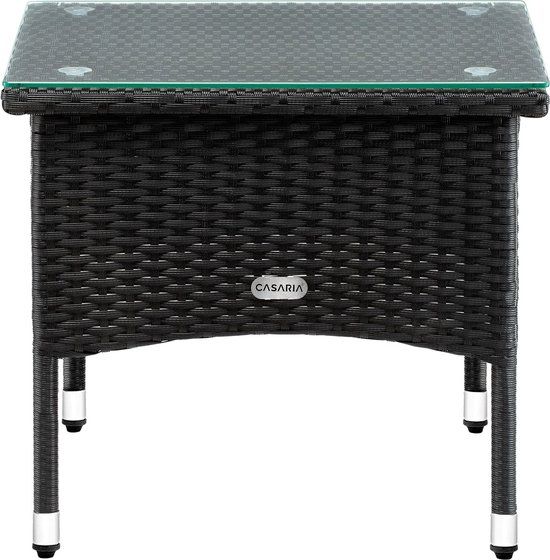 Casaria Polyrattan Bijzettafel Buiten - 50x50x45cm - Zwart