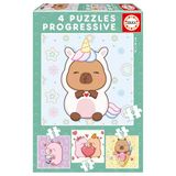Educa Capyfun Set met 4 progressieve puzzels voor kinderen, 6 tot 16 delen, afmetingen: 16 x 16 cm, aanbevolen vanaf 3, 4, 5 jaar (20483)