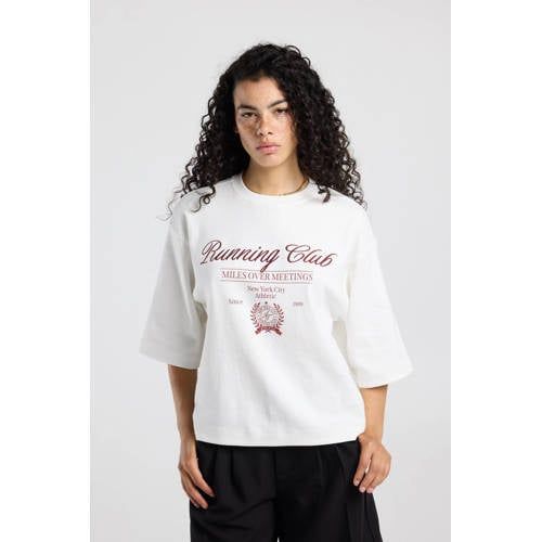America Today T-shirt met print - ecru